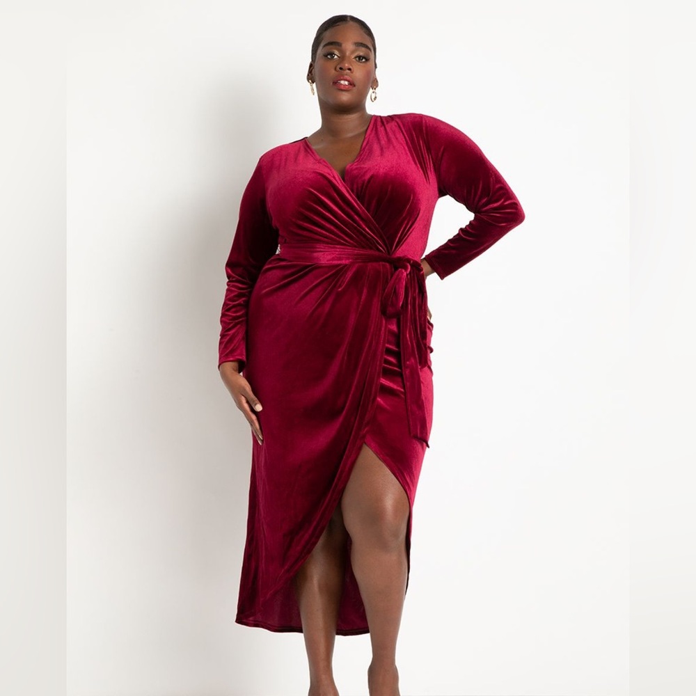 Eloquii Velvet wrap dress with ties size 20